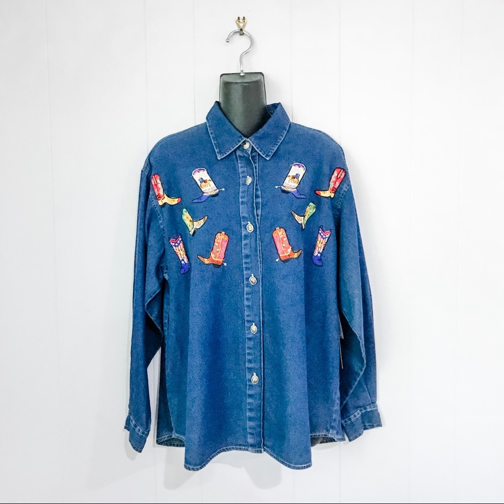 VINTAGE inspired NWT Cowgirl/Cowboy Button Down